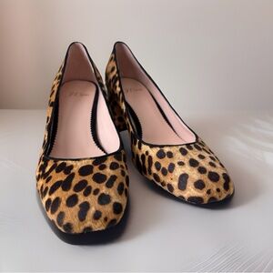 J. Crew Block-heel Pumps in Leopard Calf Hair Leather - Size 6.5